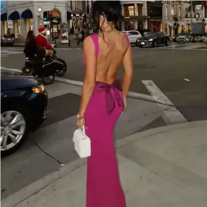 Backless Bow Midi Dress Party