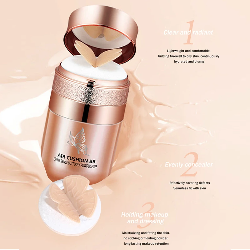 Air Cushion BB Cream Butterfly Powder Puff Moisturizing Foundation Concealer Whitening Oil-control Waterproof Makeup Cosmetics 10 Air Cushion BB Cream Butterfly Powder Puff Moisturizing Foundation Concealer Whitening Oil-control Waterproof Makeup Cosmetics - Image 10