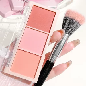 Three-color blush natural color rendering delicate non-flying powder matte rouge holding makeup clear vitality girl blush